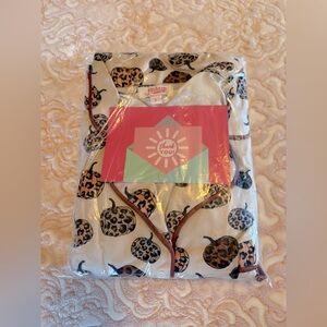 Sunshine Sisters Jordann Jammies Leopard Pumpkin set L 10-12 Brand New